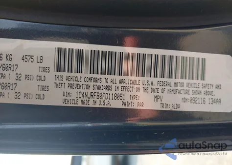 2015 Jeep Patriot High Altitude Edition from USA, damaged, VIN 1C4NJRFB0FD118051